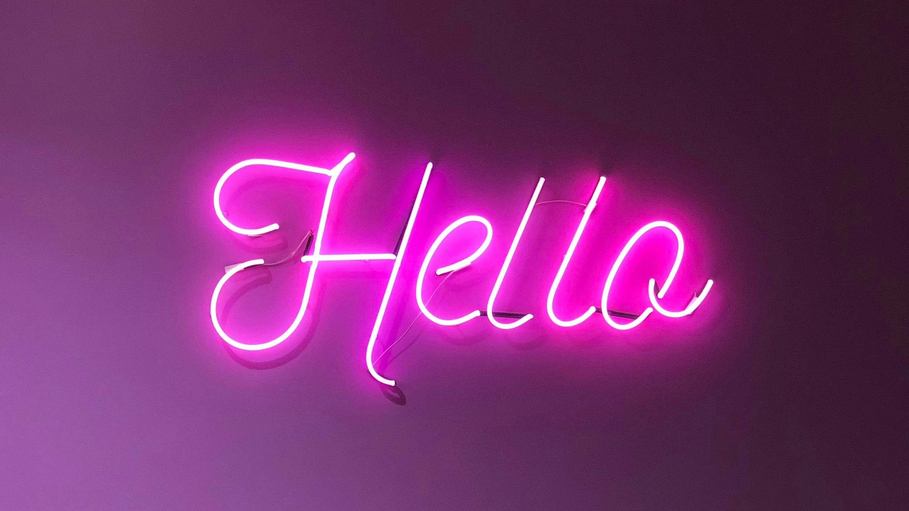 Neon sign saying 'Hello'